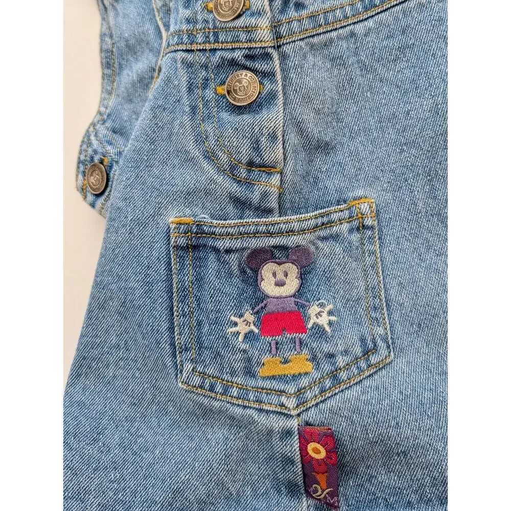 Mickey Mouse & Co. Minnie Mouse Cotton Denim Overall Dress Small 4 Y2k Floral
